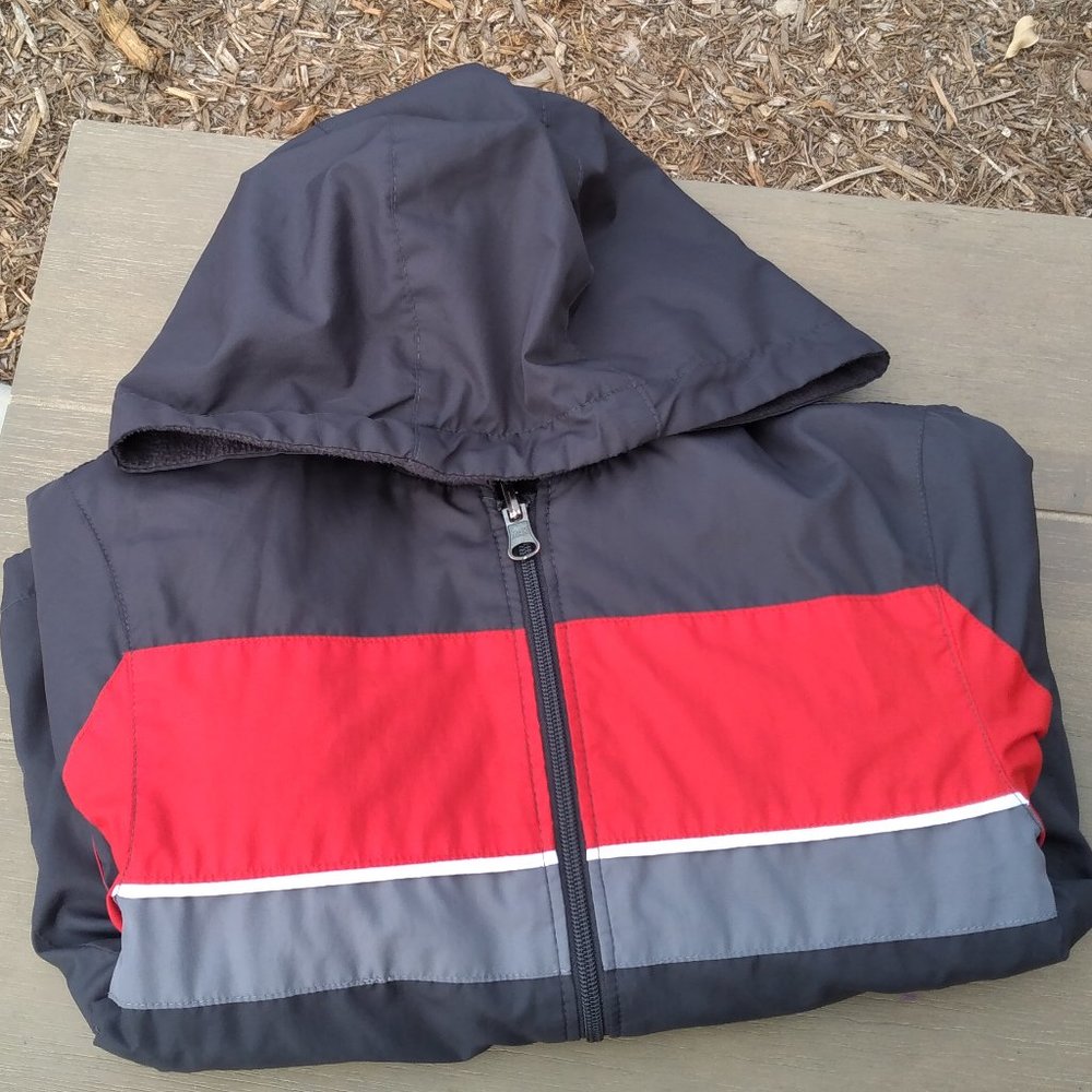 Papa Gray With Red &Gray Stripe Reversible Jacket Boy Size 4/5 XSmall